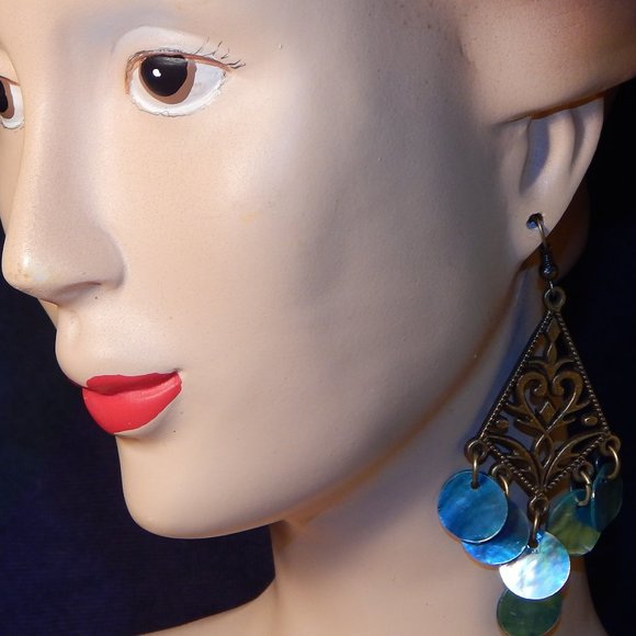 BoHo Dangle Abalone Shell Earrings - Picture 4 of 10